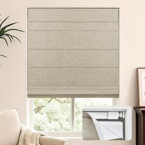 LazBlinds No Drill Cordless Roman Shades for Windows, 27' W x 64" H Set of 2